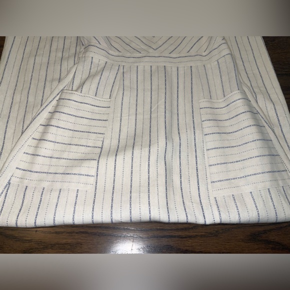 Monteau Blue & Off-White Striped Linen Blend Maxi Dress M - Picture 4 of 8